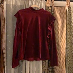 Lovely velvet ruffled Anthropologie top.